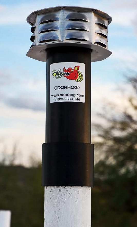 OdorHog Metal Cap Slip On Vent Stack Pipe Filter 2" Black ABS, Removes Outdoor - Image 7