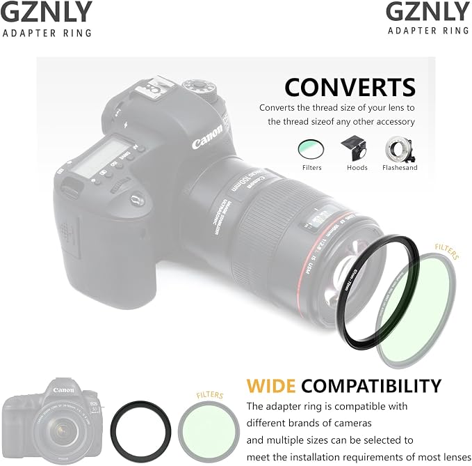 55mm to 82mm Step-up Adapter Rings Filter Adapter Black Metal Step Down Filter - Image 4