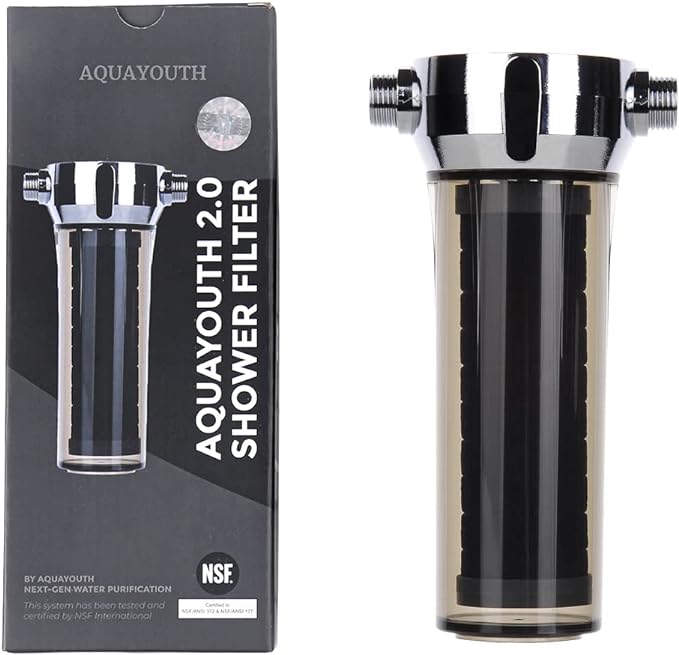 2.0 Carbon Shower Head Filter System | Removes Chlorine, Heavy Metals, And More by AQUAYOUTH