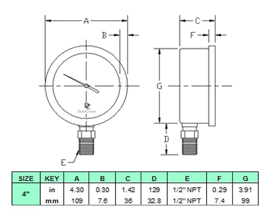 4" Oil Filled Vacuum Pressure Gauge - Image 7