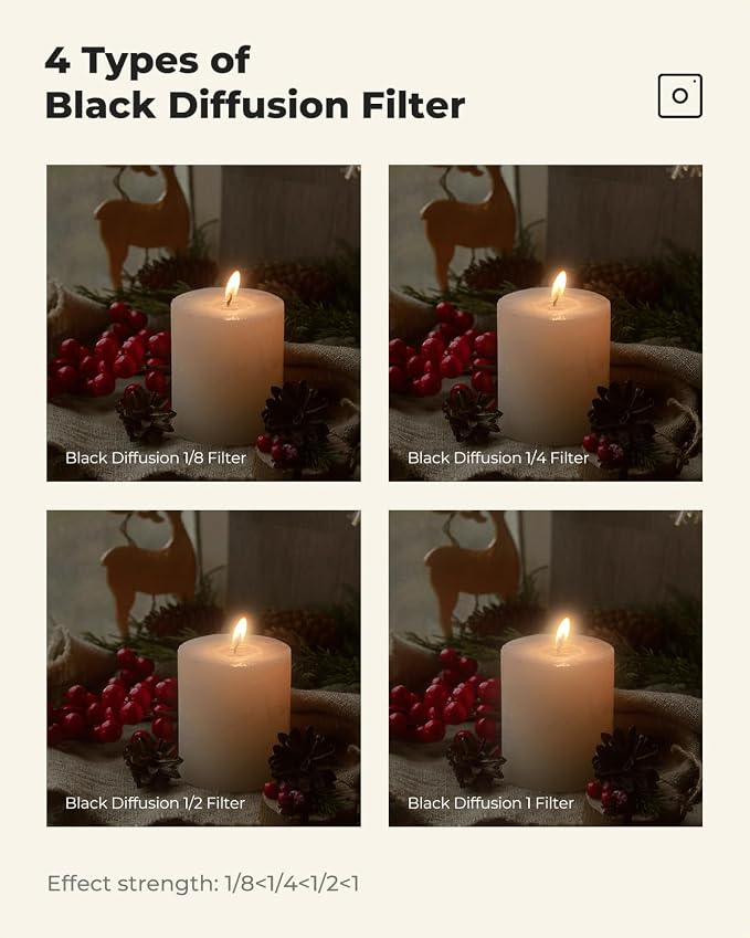 K&F CONCEPT 77mm Black Diffusion 1/4 Filter Mist Cinematic Effect Filter - Image 6