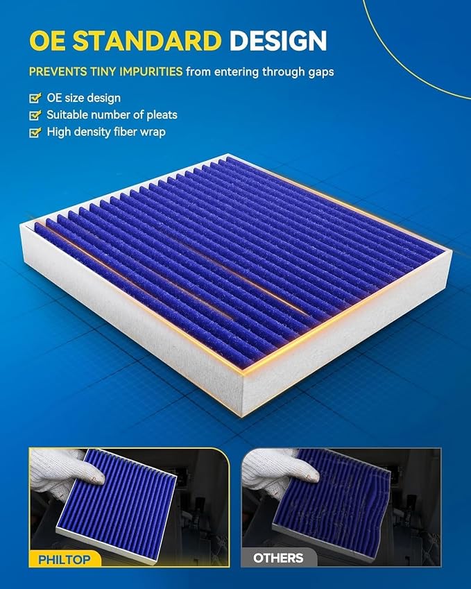 PHILTOP Premium Cabin Air Filter w/Dual Activated Carbon, Compatible - Image 5