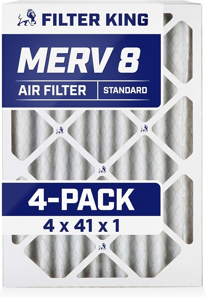 Filter King 4x41x1 Air Filter | 4-PACK | MERV 8 HVAC Pleated A/C Furnace by FilterKing