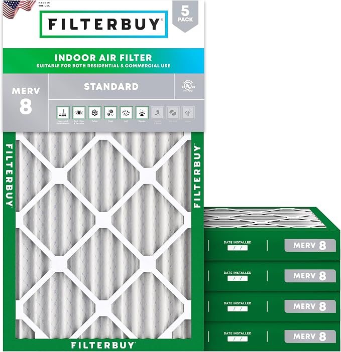 Filterbuy 18x30x2 Air Filter MERV 8 Essential Dust & Allergy Defense, by Filterbuy