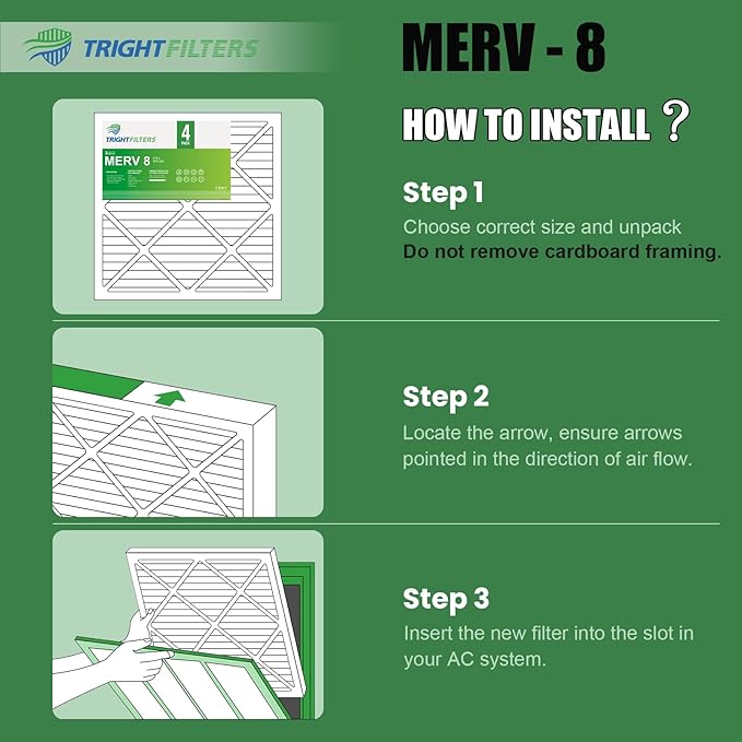12x12x1 Air Filter 4 Pack, MERV 8 Pleated Dust Defense Air Filters Replacement - Image 7