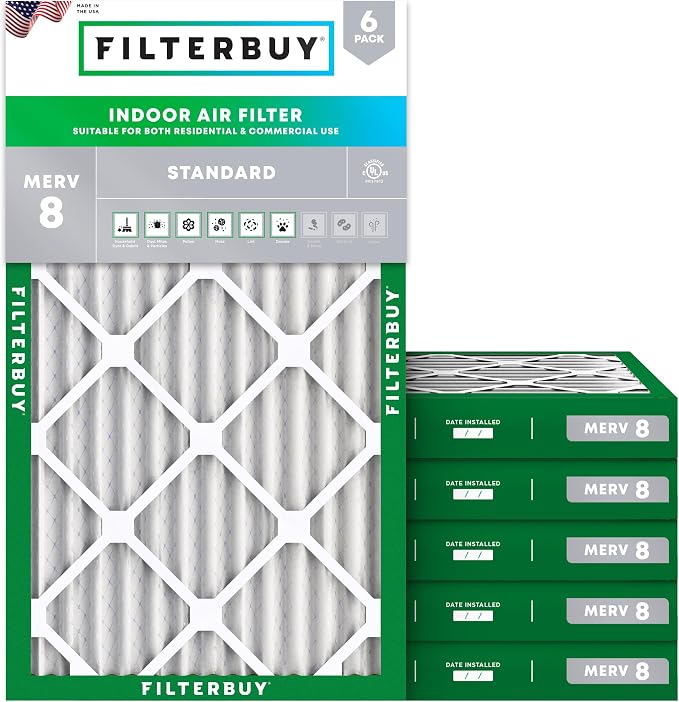 Filterbuy 8x30x2 Air Filter MERV 8 Essential Dust & Allergy Defense, by Filterbuy