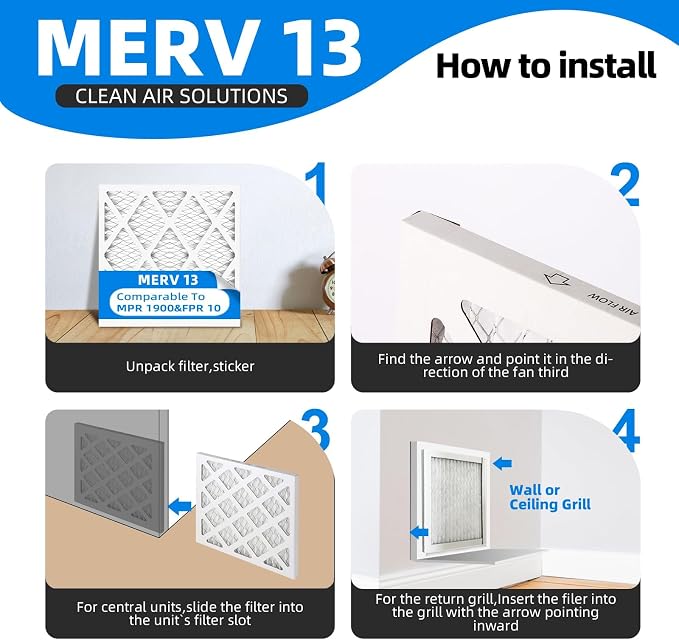 16x24x1 Air Filters, MPR 1900 & FPR 10, MERV 13 Pleated Air Filter - Image 4