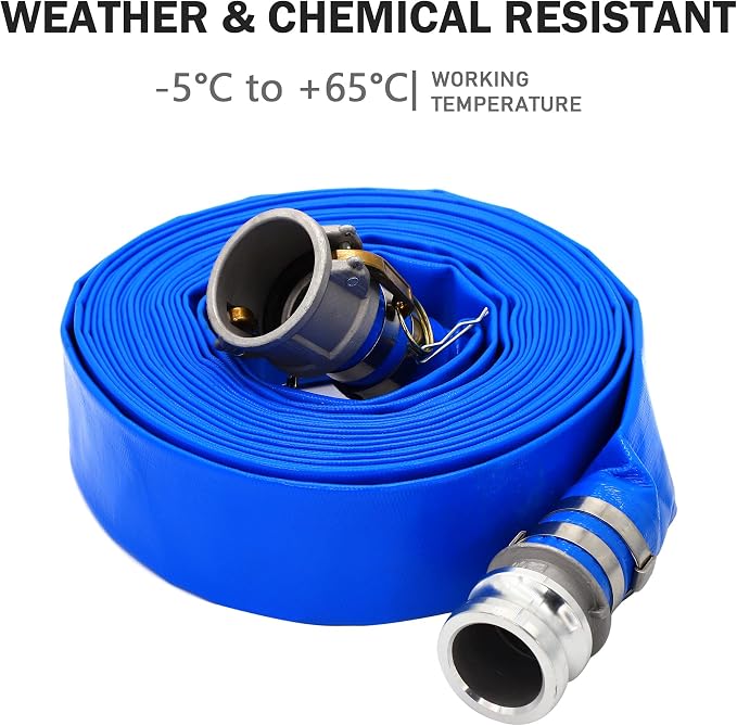 DAVCO 2" ID × 25 ft PVC Lay Flat Discharge Hose, Heavy Duty Reinforced Blue - Image 6