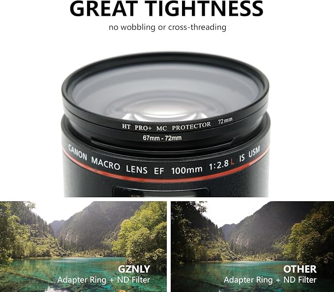 55mm to 58mm Step-up Adapter Rings Filter Adapter Black Metal Step Down Filter - Image 6