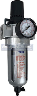 IN-LINE COMPRESSED AIR FILTER REGULATOR COMBO PIGGYBACK, POLY BOWL AND METAL by THB