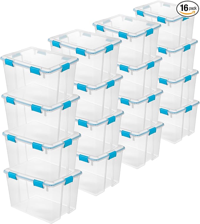 Sterilite 16-Pack Gasket Box, Weather-Resistant Storage Bins by Sterilite