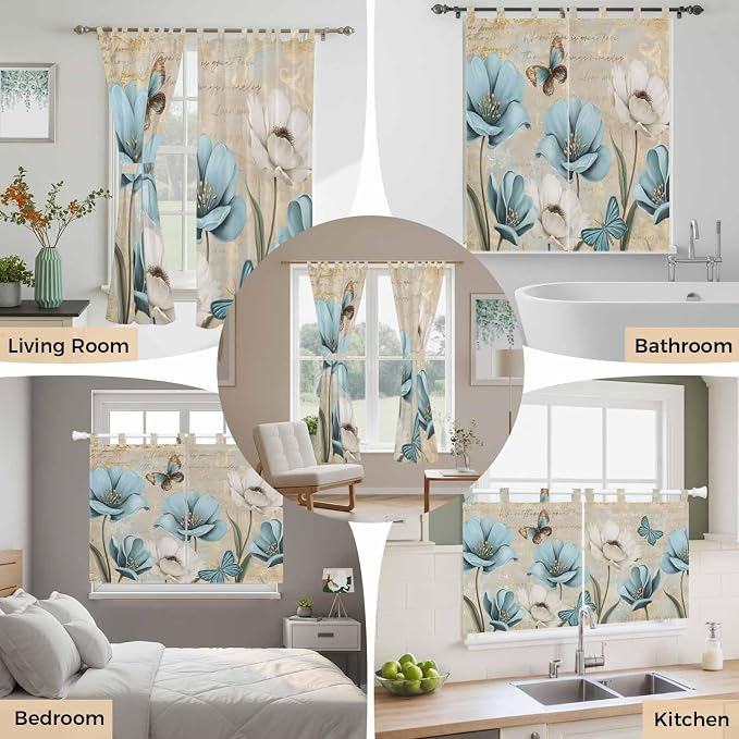 Spring Flowers Living Room Curtains 84 Inch Length, Window Curtains Tab Top - Image 7