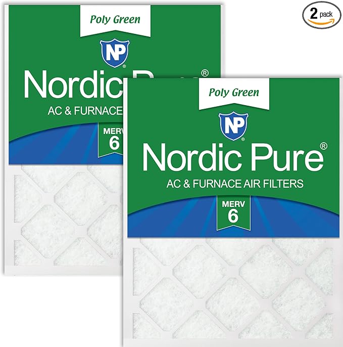 Nordic Pure 25x25x1 Poly Green MERV 6 AC Furnace Air Filters – Reduces Dust by NordicPure