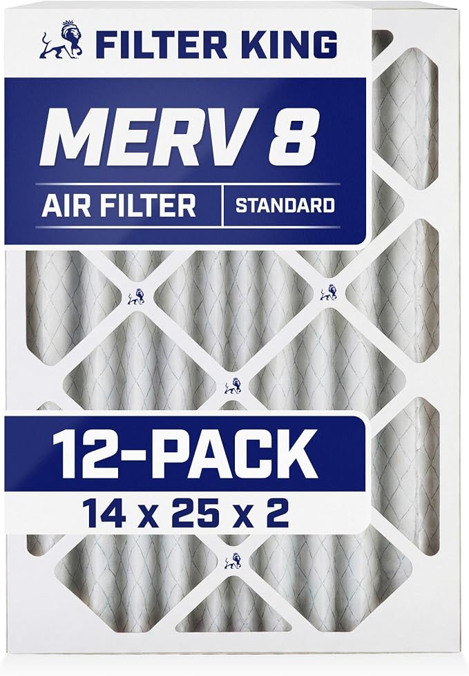 Filter King 14x25x2 Air Filter | 12-PACK | MERV 8 HVAC Pleated A/C Furnace by FilterKing