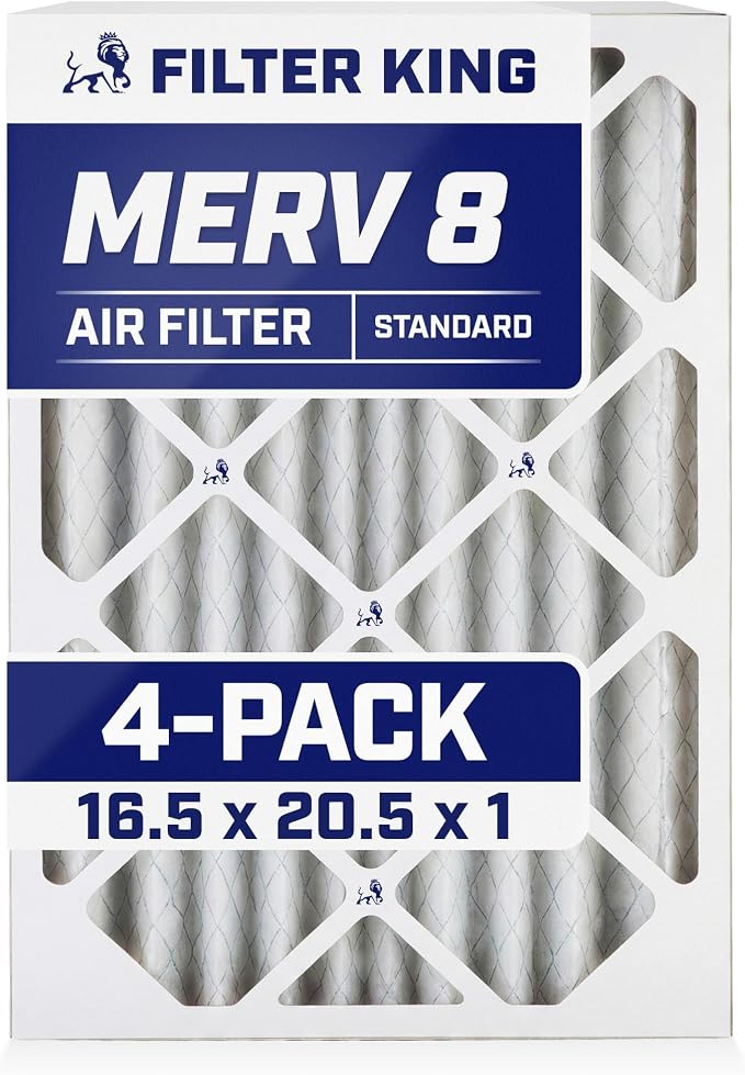 Filter King 16.5x20.5x1 Air Filter | 4-PACK | MERV 8 HVAC Pleated A/C Furnace by FilterKing