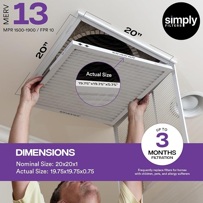 Simply 20x20x1 Air Filter, Merv 13, 4 Pack, - Image 3