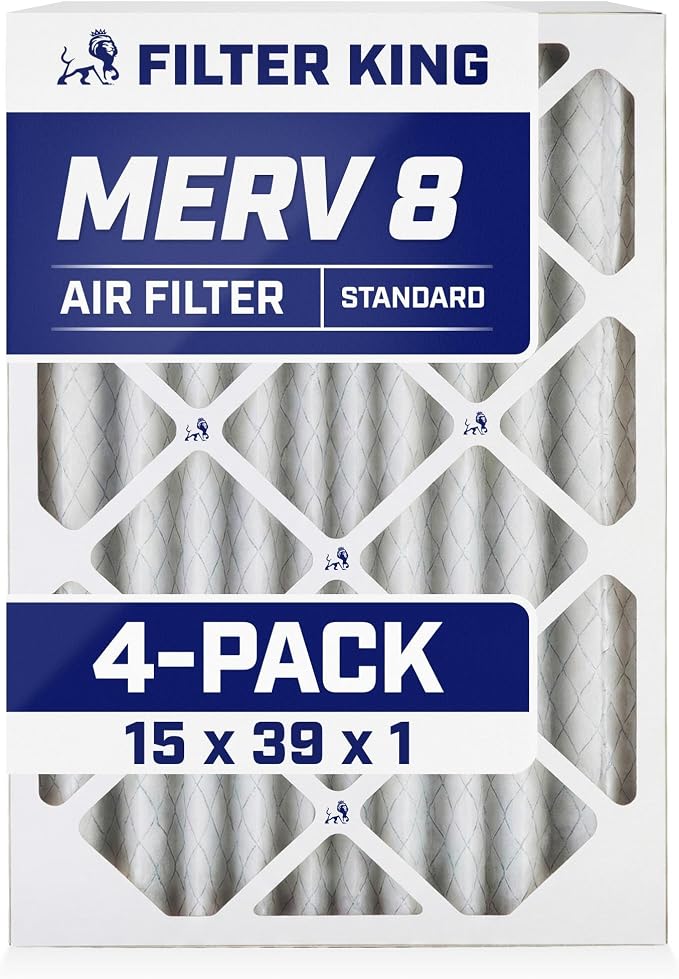 Filter King 15x39x1 Air Filter | 4-PACK | MERV 8 HVAC Pleated A/C Furnace by FilterKing
