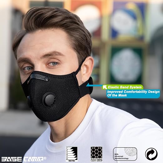BASE CAMP Upgrade M Plus Dust Mask 2 Pack, Breathable Reusable Dust Face Mask - Image 2