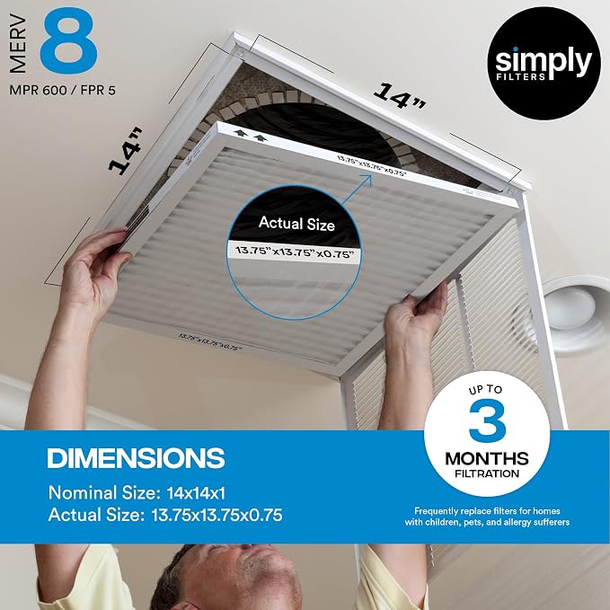 Simply 14x14x1 Air Filter, Merv 8, MPR 600, 12 Pack, Furnace Air Filter - Image 3