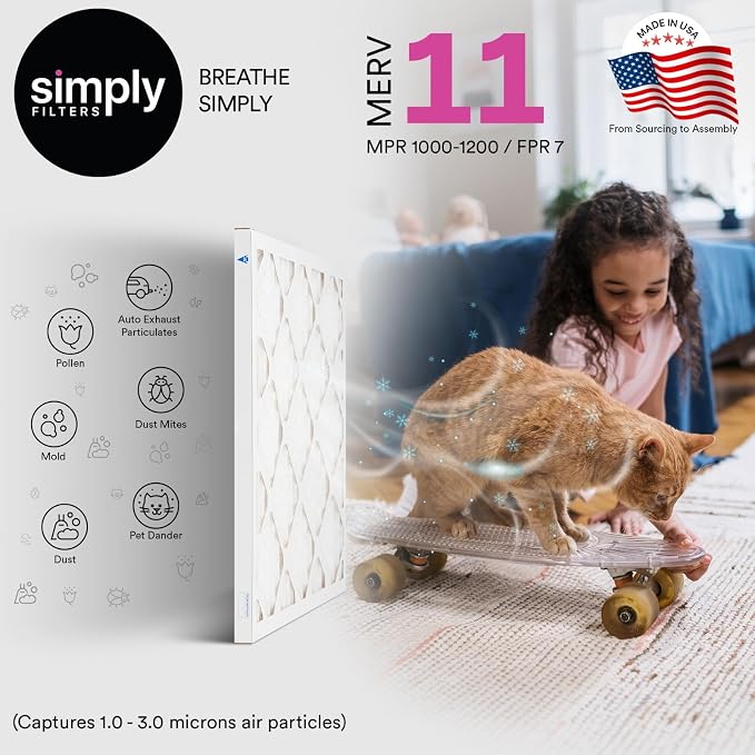 Simply 12x12x1 Air Filter, Merv 11, MPR 1000, 4 Pack, Furnace Air Filter - Image 2