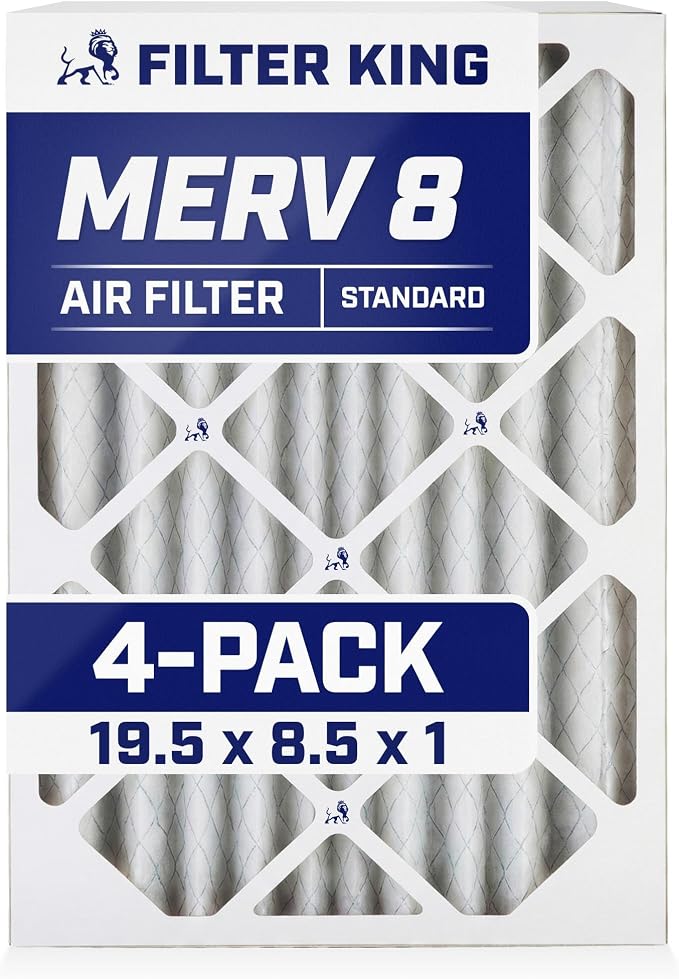 Filter King 19.5x8.5x1 Air Filter | 4-PACK | MERV 8 HVAC Pleated A/C Furnace by FilterKing