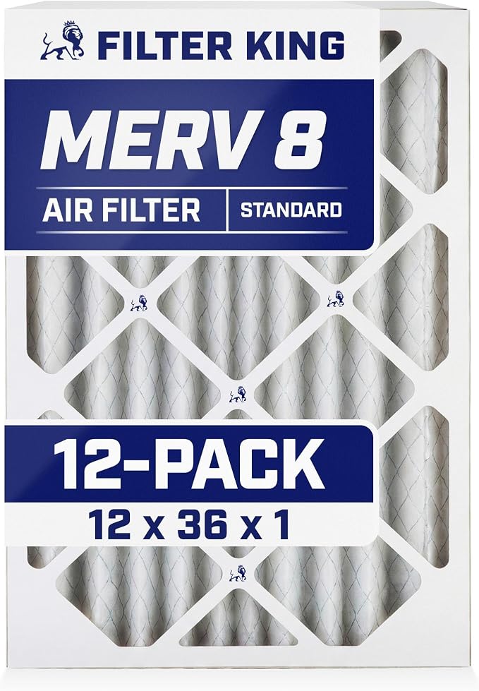 Filter King 12x36x1 Air Filter | 12-PACK | MERV 8 HVAC Pleated A/C Furnace by FilterKing