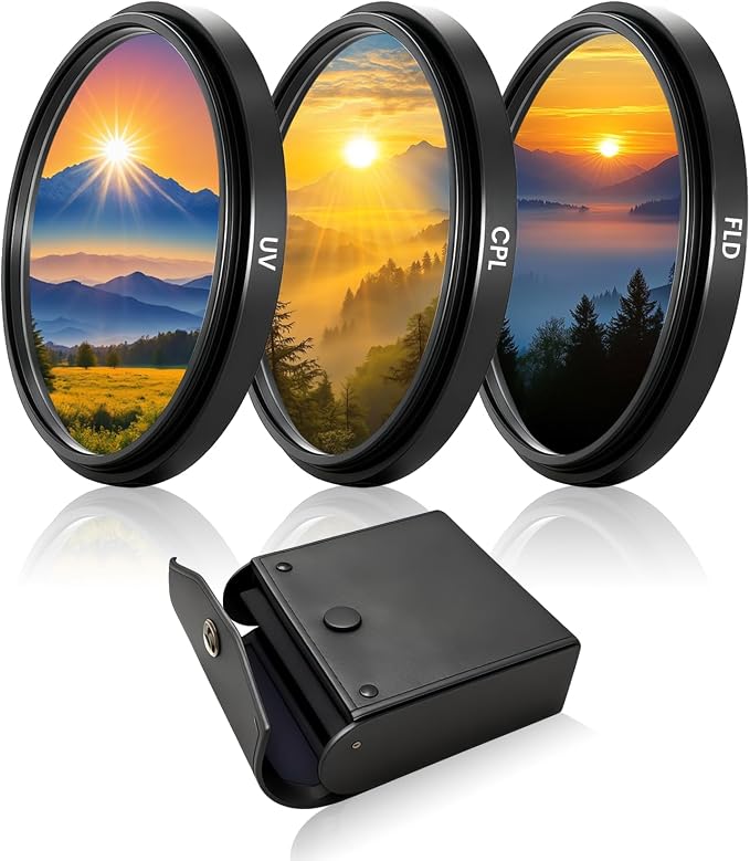 58mm Lens Filter Kit, 3 Pack Multi-Coated Optical Glass UV Block + Circular by WOKYO