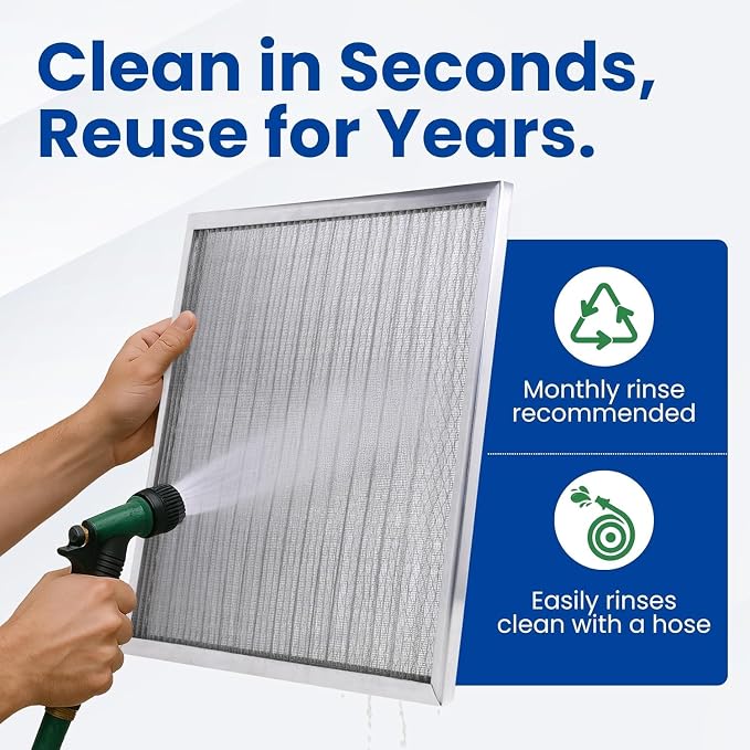 McPherson Reusable Air Filter 30x20x1 | Washable MERV 8 | Made in USA Metal - Image 3
