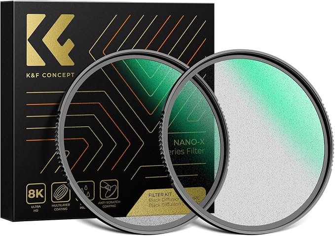 K&F CONCEPT 82mm Black Diffusion 1/4 & 1/8 Lens Filter Kit, Mist Cinematic by KFCONCEPT