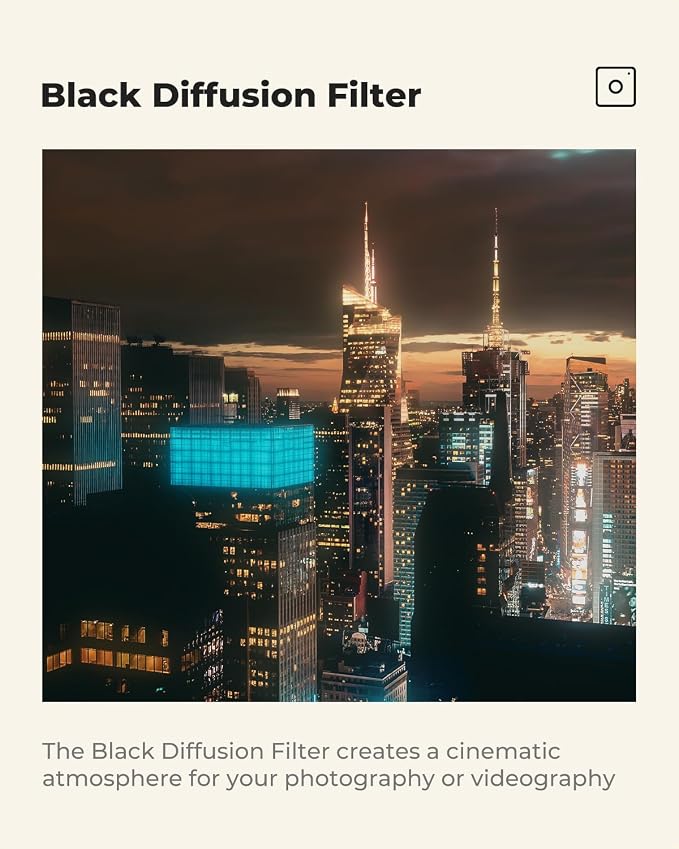 K&F CONCEPT 40.5mm Black Diffusion 1/4 Filter Mist Cinematic Effect Filter - Image 4