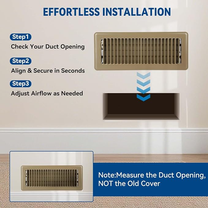 4" x 10" Floor Register Vent Covers 6-Pack, Walkable Powder-Coated Metal Vent - Image 8