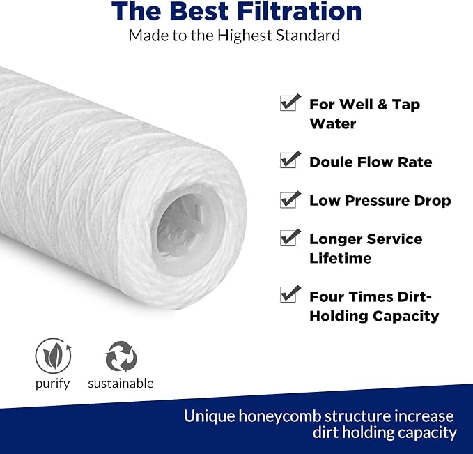 Membrane Solutions 10 Micron 10"x2.5" String Wound Whole House Water Filter - Image 5