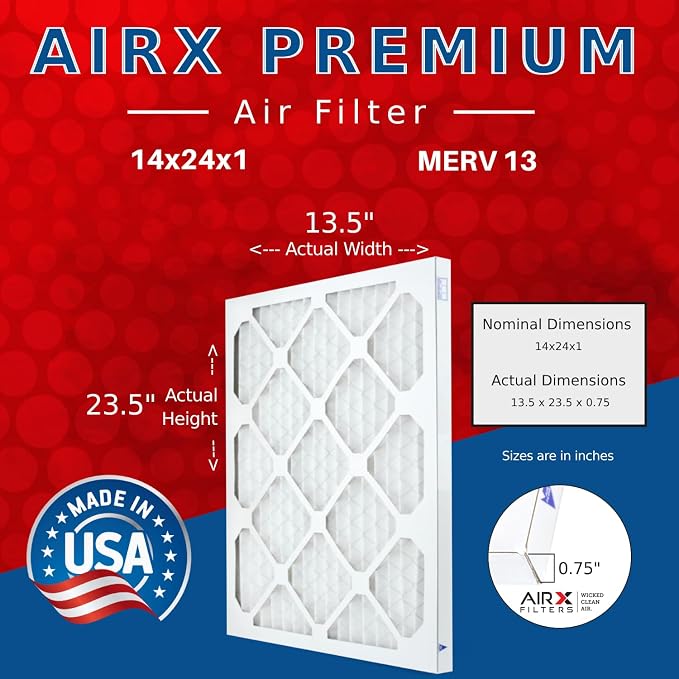 AIRX FILTERS WICKED CLEAN AIR. 14x24x1 Air Filter MERV 13 Electrostatic Pleated - Image 2