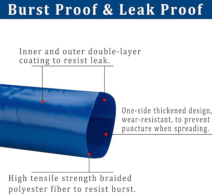1-1/2 in x 100 ft Pool Backwash Hose Heavy Duty Drain Discharge PVC Lay flat - Image 3