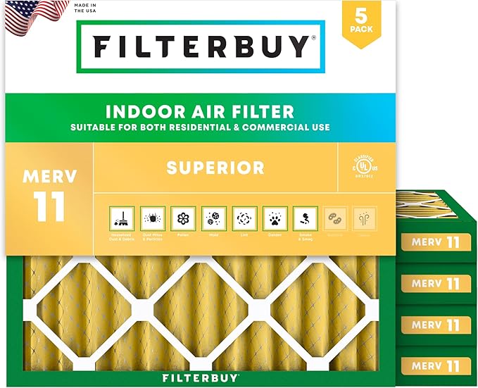 Filterbuy 24x24x2 Air Filter MERV 11 Superior Pet & Allergy Defense, by Filterbuy