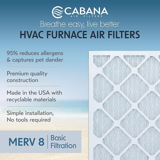 Cabana Filters 6-Pack 20x23x1 MERV 8 AC Furnace Air Filter - Image 2
