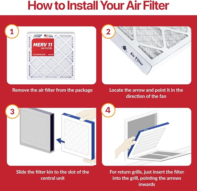 Filter King 27x27x1 Air Filter | 6-PACK | MERV 11 HVAC Pleated A/C Furnace - Image 4