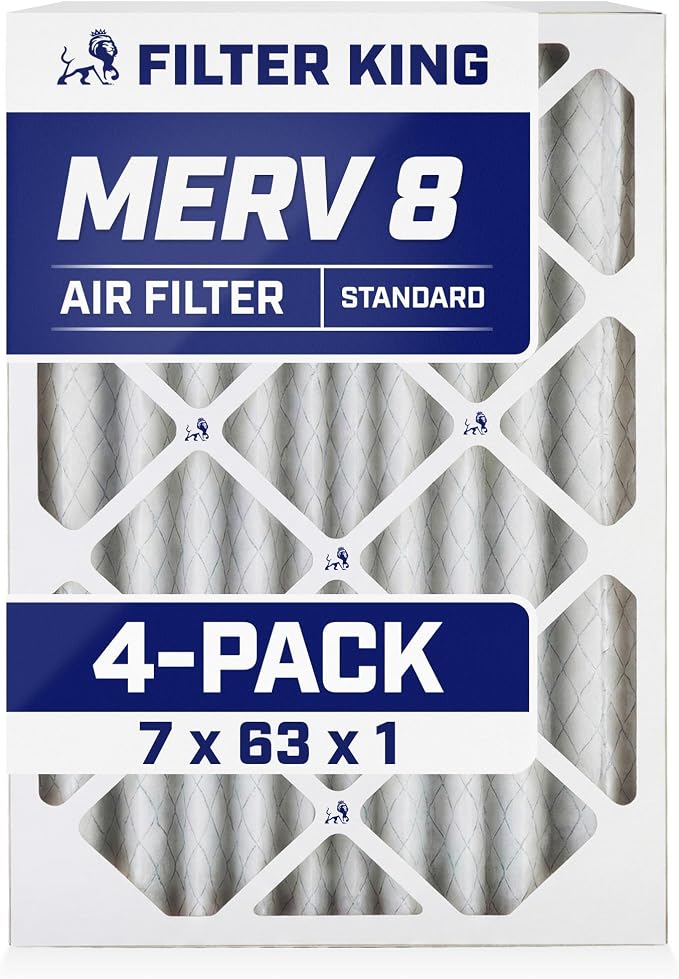 Filter King 7x63x1 Air Filter | 4-PACK | MERV 8 HVAC Pleated A/C Furnace by FilterKing