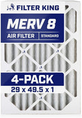 Filter King 29x49.5x1 Air Filter | 4-PACK | MERV 8 HVAC Pleated A/C Furnace by FilterKing