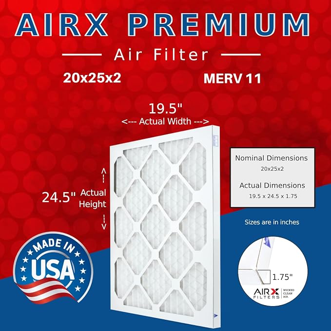 AIRX FILTERS WICKED CLEAN AIR. 20x25x2 Air Filter MERV 11 Electrostatic Pleated - Image 2