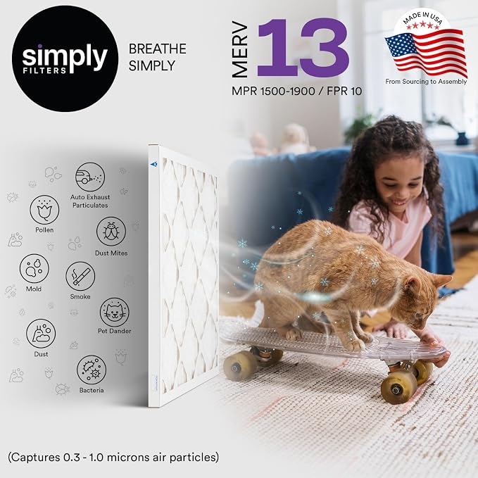 Simply 16x25x4 Air Filter, MERV 13, 4 Pack, Furnace Air Filter - Image 3