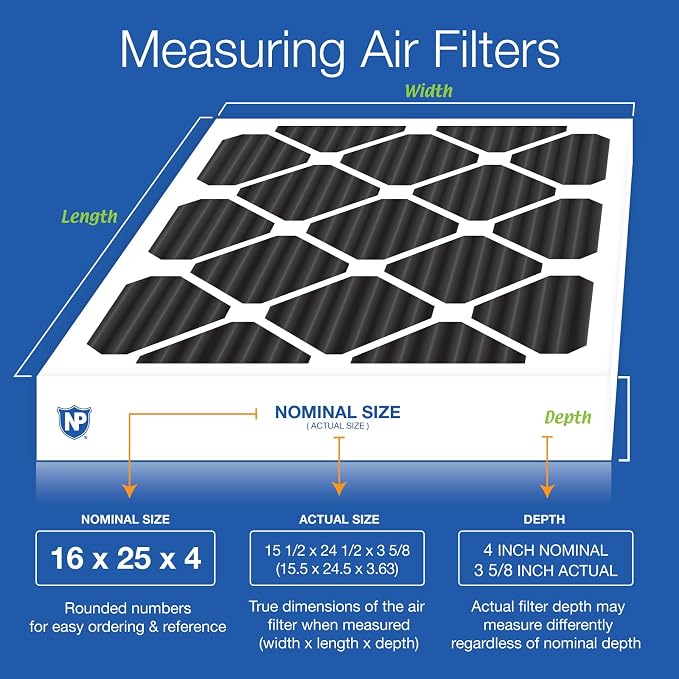 Nordic Pure 16x25x4 Pure Carbon Pleated Odor Reduction Merv 8 Furnace Filters 6 - Image 2