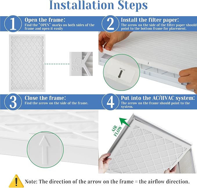 14x20x1 MERV 11 Air Filter, Quality AC/HVAC Furnace Filter，1 Reusable ABS Frame - Image 3