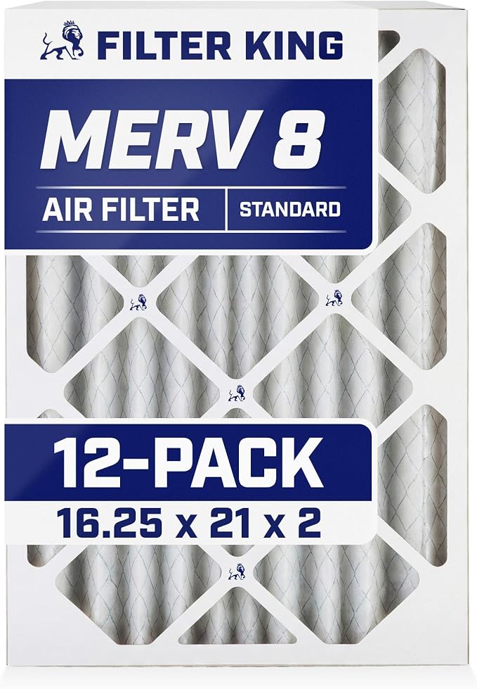 Filter King 16.25x21x2 Air Filter | 12-PACK | MERV 8 HVAC Pleated A/C Furnace by FilterKing