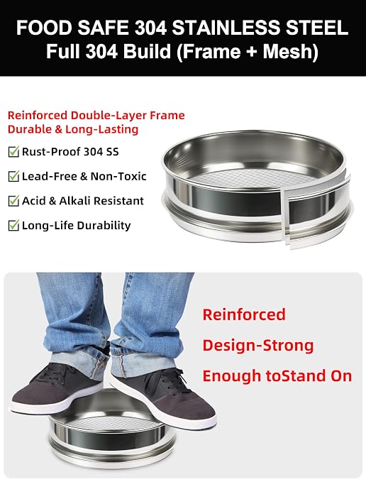 All 304 Stainless Steel 100 Mesh Test Sieve, 8 Inch/20cm Diameter, Fine Flour - Image 5