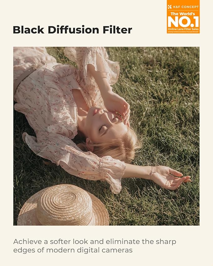 K&F CONCEPT 46mm Black Diffusion 1/4 Filter Mist Cinematic Effect Filter - Image 2