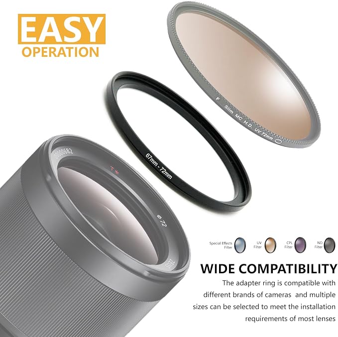 82mm to 86mm Step-up Adapter Rings Filter Adapter Black Metal Step Down Filter - Image 5