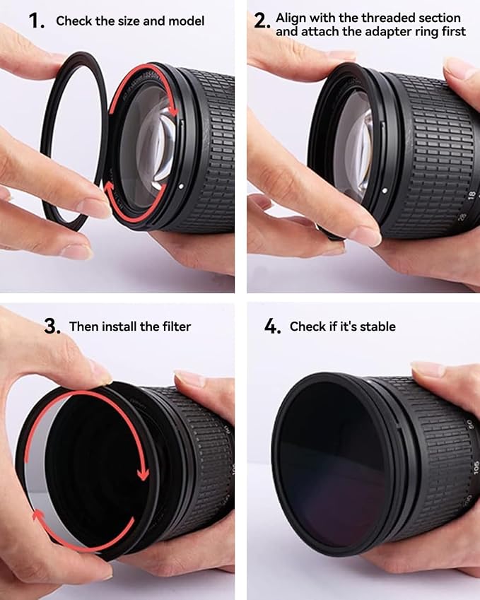 46-55mm Metal Step-Up Ring Adapter Compatible - Image 7