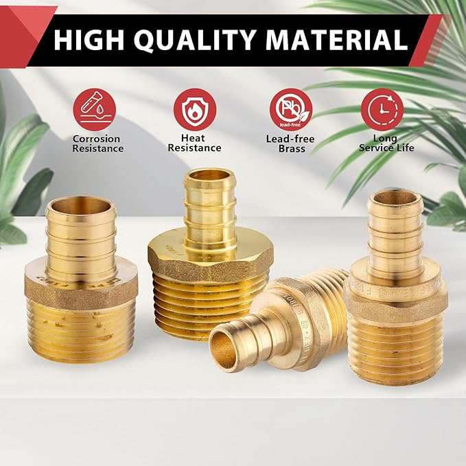 100 PCS EFIELD Pex Barb Crimp Brass Fittings 1/2 inch x 1/2 inch NPT Male - Image 6