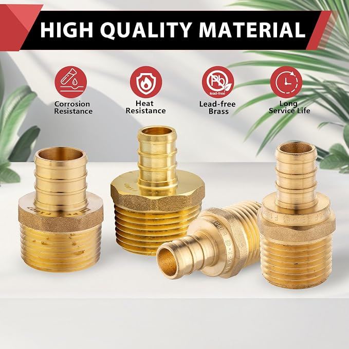 20 PCS EFIELD Pex Barb Crimp Brass Fittings 1/2 inch x 1/2 inch NPT Male Adapter - Image 6
